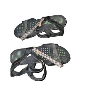 Camper Wedge‎ Strappy Sandals Sz 37 US 7 EUC Brown Leather Fabric Patterned